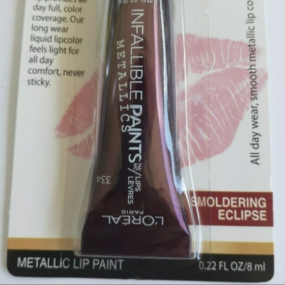 L'Oreal Lipstick Paris Cosmetics Infallible Paints Metallics Smoldering Eclipse - Picture 3 of 12